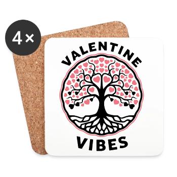 Ambiance de la Saint-Valentin pour les amoureux le jour de la Saint-Valentin - Dessous de verre (lot de 4) - blanc - Devant