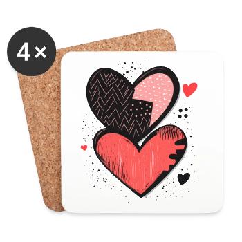 Valentinstag Liebe Herzen Herzmuster Geschenk - Untersetzer (4er-Set) - Weiß - Vorne