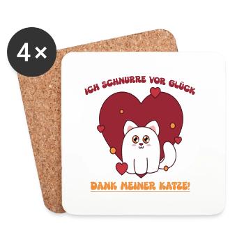 Heart cat with gratitude for you - Coasters (set of 4) - white - Front