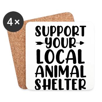 Support Your Local Animal Shelter Rescue Animal - Coasters (set of 4) - white - Front