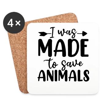 Ich wurde gemacht, um Tiere zu retten Haustier adoptieren Lustiges Tier - Untersetzer (4er-Set) - Weiß - Vorne