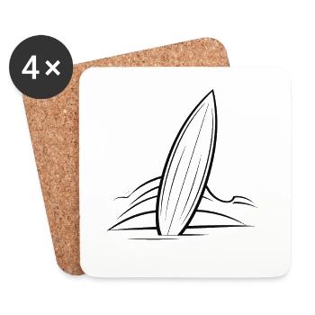 Dessin de planche de surf - Dessous de verre (lot de 4) - blanc - Devant