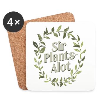 Gardening Men, Green Plant Dads - Sir Plants-Alot - Coasters (set of 4) - white - Front