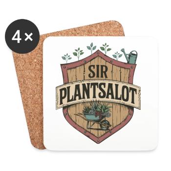 Vintage "SIR PLANTSALOT" Rustikale Männer Gärtner - Untersetzer (4er-Set) - Weiß - Vorne