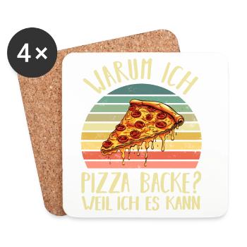 PIzza Bäcker Pizzaiolo - Untersetzer (4er-Set) - Weiß - Vorne