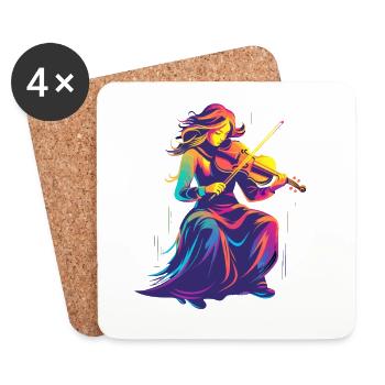 Violon Fille Rétrowave - Dessous de verre (lot de 4) - blanc - Devant