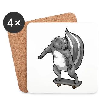 Skunk Skater Skateboard - Coasters (set of 4) - white - Front
