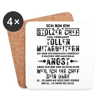 EIN STOLZER CHEF VON VERDAMMT TOLLEN MITARBEITERN - Untersetzer (4er-Set) - Weiß - Vorne