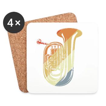 Croquis de tuba rétro - Dessous de verre (lot de 4) - blanc - Devant