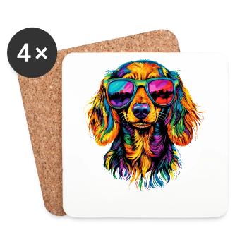 Teckel, Teckel, Teckel miniature, Dachshund Club, Teckel - Dessous de verre (lot de 4) - blanc - Devant