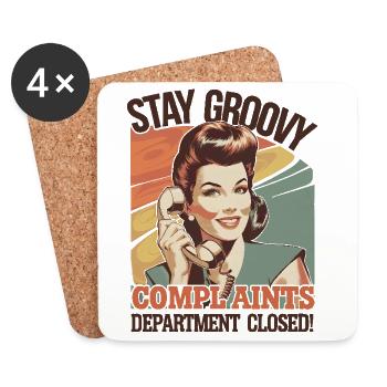 Stay Groovy Retro Beschwerden geschlossen - Untersetzer (4er-Set) - Weiß - Vorne