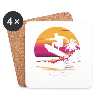 Surfeur des années 90 - Dessous de verre (lot de 4) - blanc - Devant