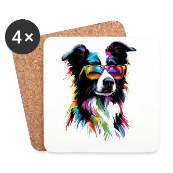 Border Collie Dog Lover Puppy Cute Collies - Coasters (set of 4) - white - Front