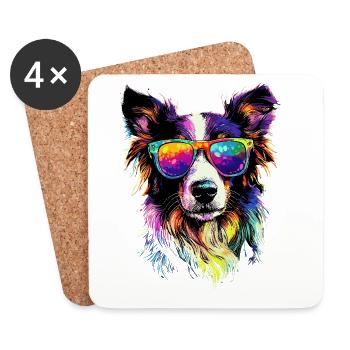 Border Collie Dog Lover Puppy Cute Collies - Coasters (set of 4) - white - Front
