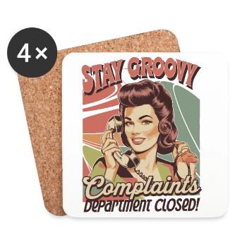 Stay Groovy Retro Design - Plaintes Style fermé - Dessous de verre (lot de 4) - blanc - Devant