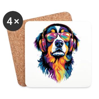 Bouvier bernois Chiens mignons Bouvier suisse - Dessous de verre (lot de 4) - blanc - Devant