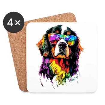 Bouvier bernois Chiens mignons Bouvier suisse - Dessous de verre (lot de 4) - blanc - Devant