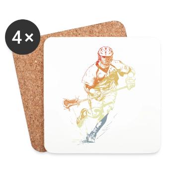 Vintage Lacrosse Player - Coasters (set of 4) - white - Front