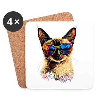 Siamkatze Siam Katze Siamese Cat Siamesen Katzen - Untersetzer (4er-Set) - Weiß - Vorne