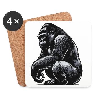 Gorilla - Untersetzer (4er-Set) - Weiß - Vorne