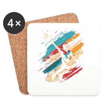 Retro Badminton - Coasters (set of 4) - white - Front