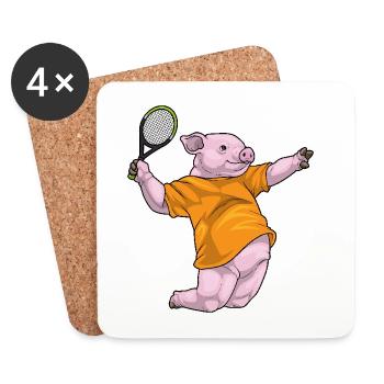 Raquette de tennis Pig - Dessous de verre (lot de 4) - blanc - Devant
