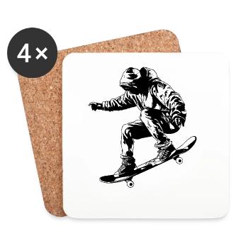 Skateboarder - Untersetzer (4er-Set) - Weiß - Vorne