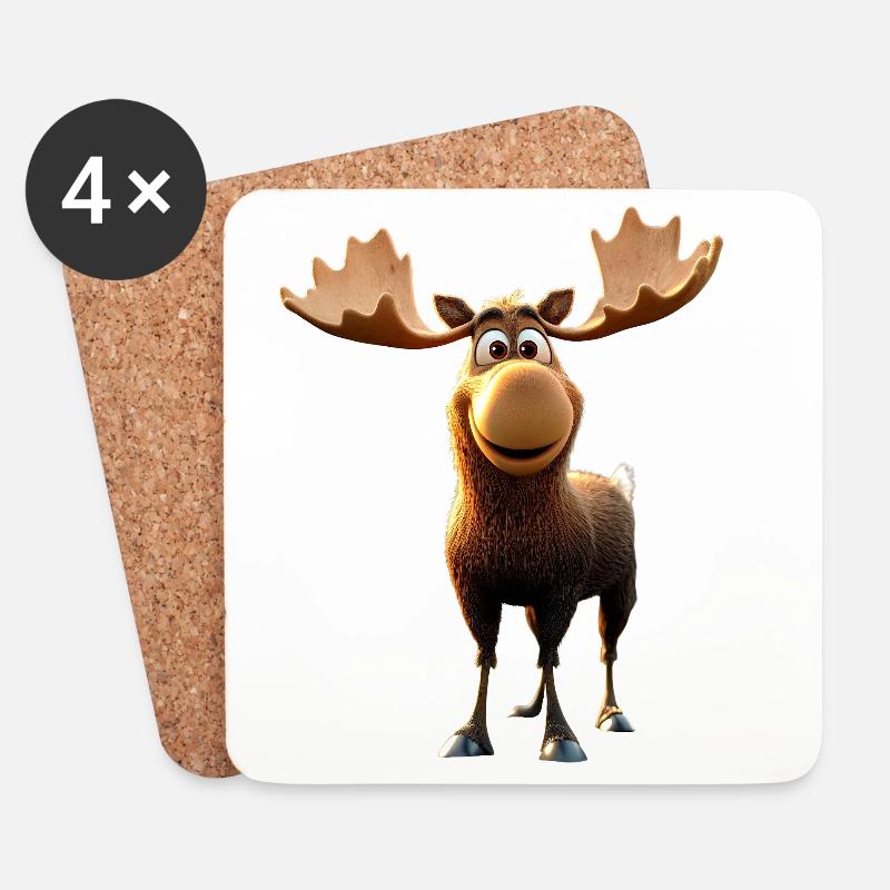 Elch Moose Elchbulle Geweih Hirsch Wilde Elche - Untersetzer (4er-Set) - Weiß