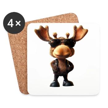 Moose Mosses Bull Elk Antlers Deer Wild Moose - Coasters (set of 4) - white - Front