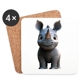Nashorn Rhinozeros Afrika Safari Nashörner Rhino - Untersetzer (4er-Set) - Weiß - Vorne