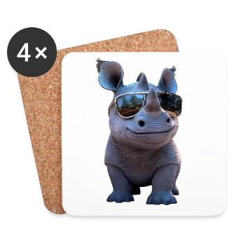 Nashorn Rhinozeros Afrika Safari Nashörner Rhino - Untersetzer (4er-Set) - Weiß - Vorne