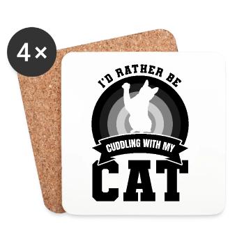 Je préfère faire des câlins à mon chat - Dessous de verre (lot de 4) - blanc - Devant