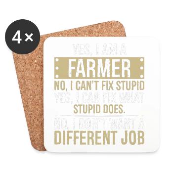 yes I am a Farmer no I can't fix stupid - Untersetzer (4er-Set) - Weiß - Vorne