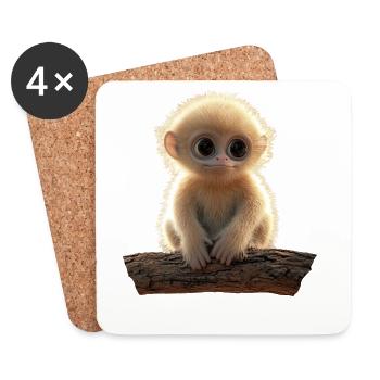 Gibbon Affe Weißhandgibbon Monkey Süße Lar Gibbons - Untersetzer (4er-Set) - Weiß - Vorne