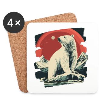 Eisiger Bär Retro - Untersetzer (4er-Set) - Weiß - Vorne