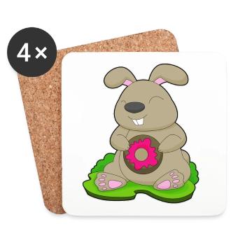 Beignet lapin - Dessous de verre (lot de 4) - blanc - Devant