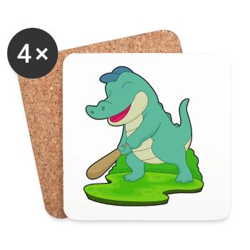 Bâton de baseball Crocodile - Dessous de verre (lot de 4) - blanc - Devant