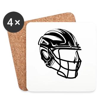 Dessin d’un casque de crosse - Dessous de verre (lot de 4) - blanc - Devant