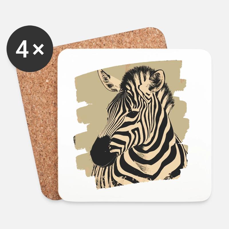 Zebra Retro - Untersetzer (4er-Set) - Weiß