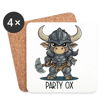 Party Ox – Knight Ox Hero Group - Coasters (set of 4) - white - Front