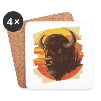 Bison Rétro - Dessous de verre (lot de 4) - blanc - Devant