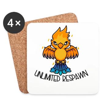Unlimited Respawn – Süßer Phönix Cartoon - Untersetzer (4er-Set) - Weiß - Vorne