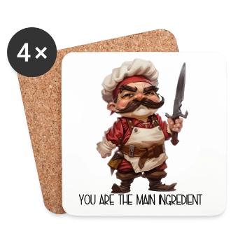 Vous êtes l’ingrédient principal – Cuisinier sournois - Dessous de verre (lot de 4) - blanc - Devant