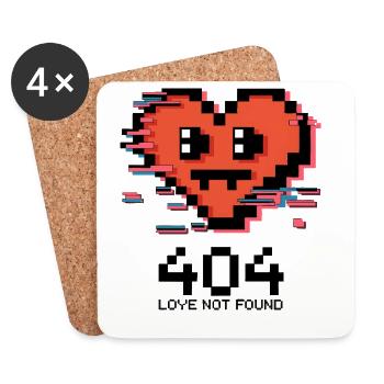 404 Amour introuvable - Pixel Art Cœur brisé - Dessous de verre (lot de 4) - blanc - Devant