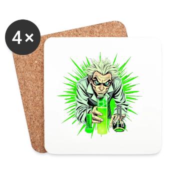 Mad Scientist Chemist Laboratory Cool - Coasters (set of 4) - white - Front