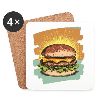 Burger Retro - Untersetzer (4er-Set) - Weiß - Vorne