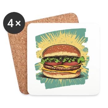 Burger Retro - Coasters (set of 4) - white - Front