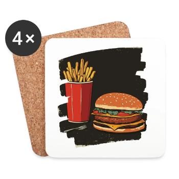 Burgers and Fries Retro - Coasters (set of 4) - white - Front
