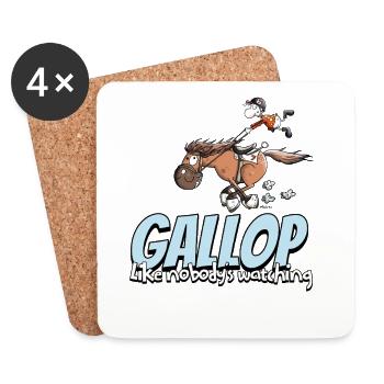 Gallop Like Nobodys Watching Rider Horses Cartoon - Coasters (set of 4) - white - Front