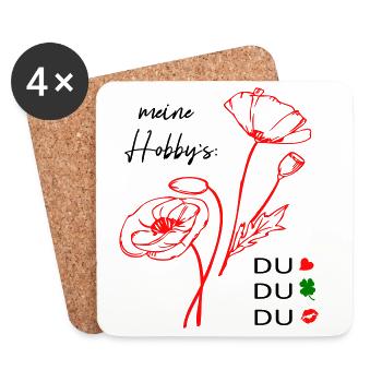 meine Hobbys sind Du, Love - Untersetzer (4er-Set) - Weiß - Vorne